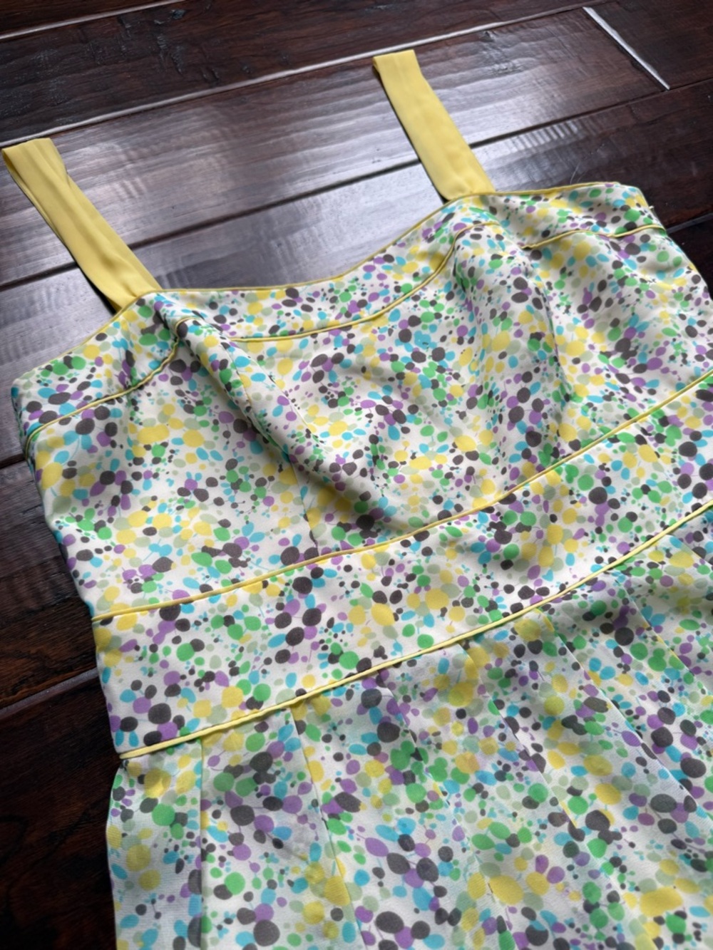 Monsoon Floral Fit & Flare Dress Yellow Straps Retro Summer Dress - Picture 2 of 7